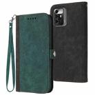 For ZTE Blade A72 5G Side Buckle Double Fold Hand Strap Leather Phone Case(Dark Green) - 1