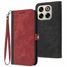For ZTE Blade V70 Side Buckle Double Fold Hand Strap Leather Phone Case(Red) - 1