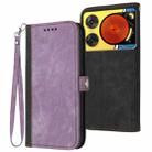 For ZTE nubia Music 2 Side Buckle Double Fold Hand Strap Leather Phone Case(Purple) - 1