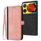 For ZTE nubia Music 2 Side Buckle Double Fold Hand Strap Leather Phone Case(Pink) - 1