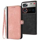 For ZTE nubia Z60 Ultra Side Buckle Double Fold Hand Strap Leather Phone Case(Pink) - 1
