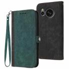 For Sharp Aquos sense8/SHC11/SH-54D Side Buckle Double Fold Hand Strap Leather Phone Case(Dark Green) - 1