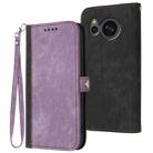 For Sharp Aquos sense8/SHC11/SH-54D Side Buckle Double Fold Hand Strap Leather Phone Case(Purple) - 1