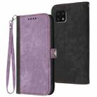 For Sharp Aquos Sense 6/Aquos Sense6s Side Buckle Double Fold Hand Strap Leather Phone Case(Purple) - 1