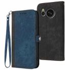 For Sharp Aquos sense7/SH-53C/SHG10 Side Buckle Double Fold Hand Strap Leather Phone Case(Royal) - 1