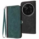 For Sharp Aquos R9 Pro Side Buckle Double Fold Hand Strap Leather Phone Case(Dark Green) - 1