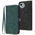 For Sharp Aquos wish5 Side Buckle Double Fold Hand Strap Leather Phone Case(Dark Green) - 1