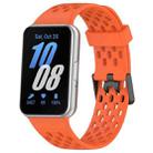 For Samsung Galaxy Fit 3 Hole Style Dual Buckle Silicone Watch Band(Orange) - 1