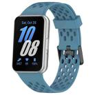 For Samsung Galaxy Fit 3 Hole Style Dual Buckle Silicone Watch Band(Blue) - 1