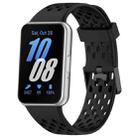 For Samsung Galaxy Fit 3 Hole Style Dual Buckle Silicone Watch Band(Black) - 1