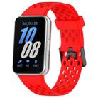 For Samsung Galaxy Fit 3 Hole Style Dual Buckle Silicone Watch Band(Red) - 1