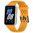 For Samsung Galaxy Fit 3 Hole Style Dual Buckle Silicone Watch Band(Yellow) - 1