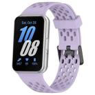 For Samsung Galaxy Fit 3 Hole Style Dual Buckle Silicone Watch Band(Purple) - 1