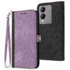 For vivo Y17s 4G Global/Y28 5G India Side Buckle Double Fold Hand Strap Leather Phone Case(Purple) - 1