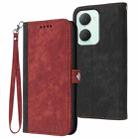 For vivo Y03 4G Global Side Buckle Double Fold Hand Strap Leather Phone Case(Red) - 1