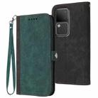 For vivo V30 5G Global/V30 Pro 5G Global Side Buckle Double Fold Hand Strap Leather Phone Case(Dark Green) - 1