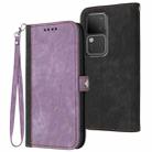 For vivo V30 5G Global/V30 Pro 5G Global Side Buckle Double Fold Hand Strap Leather Phone Case(Purple) - 1