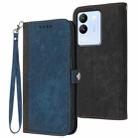 For vivo V30 Lite 5G Global Side Buckle Double Fold Hand Strap Leather Phone Case(Royal) - 1