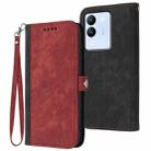 For vivo V30 Lite 5G Global Side Buckle Double Fold Hand Strap Leather Phone Case(Red) - 1