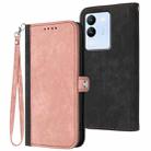 For vivo V29e 5G Global/Y200 5G Global Side Buckle Double Fold Hand Strap Leather Phone Case(Pink) - 1