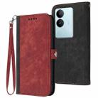 For vivo V29 5G Global/V29 Pro Side Buckle Double Fold Hand Strap Leather Phone Case(Red) - 1