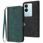 For vivo V29 5G Global/V29 Pro Side Buckle Double Fold Hand Strap Leather Phone Case(Dark Green) - 1