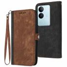 For vivo V29 5G Global/V29 Pro Side Buckle Double Fold Hand Strap Leather Phone Case(Brown) - 1