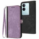 For vivo V29 5G Global/V29 Pro Side Buckle Double Fold Hand Strap Leather Phone Case(Purple) - 1