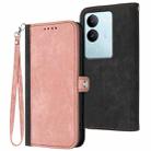 For vivo V29 5G Global/V29 Pro Side Buckle Double Fold Hand Strap Leather Phone Case(Pink) - 1