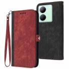 For vivo Y36 5G Global/Y36 4G Global Side Buckle Double Fold Hand Strap Leather Phone Case(Red) - 1