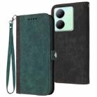 For vivo Y27 5G/Y36 4G Global Side Buckle Double Fold Hand Strap Leather Phone Case(Dark Green) - 1