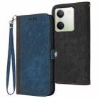 For vivo Y100 5G Global Side Buckle Double Fold Hand Strap Leather Phone Case(Royal) - 1