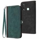 For vivo Y19/U3/Y5s/Z5i/U20 Side Buckle Double Fold Hand Strap Leather Phone Case(Dark Green) - 1