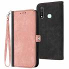 For vivo Y19/U3/Y5s/Z5i/U20 Side Buckle Double Fold Hand Strap Leather Phone Case(Pink) - 1