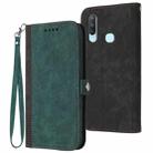For vivo Y17/Y15/Y12/Y11 Side Buckle Double Fold Hand Strap Leather Phone Case(Dark Green) - 1