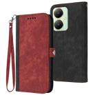 For vivo Y27 4G Global Side Buckle Double Fold Hand Strap Leather Phone Case(Red) - 1