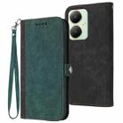 For vivo Y27 4G Global Side Buckle Double Fold Hand Strap Leather Phone Case(Dark Green) - 1