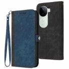 For vivo iQOO Z9s / V40e India Side Buckle Double Fold Hand Strap Leather Phone Case(Royal) - 1