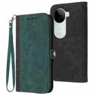 For vivo iQOO Z9s / V40e India Side Buckle Double Fold Hand Strap Leather Phone Case(Dark Green) - 1