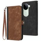 For vivo iQOO Z9s / V40e India Side Buckle Double Fold Hand Strap Leather Phone Case(Brown) - 1