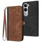 For vivo Y300 / vivo V40 Lite 4G / 5G IDN Side Buckle Double Fold Hand Strap Leather Phone Case(Brown) - 1