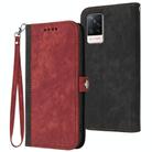 For vivo S9 Side Buckle Double Fold Hand Strap Leather Phone Case(Red) - 1