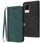 For vivo S9e Side Buckle Double Fold Hand Strap Leather Phone Case(Dark Green) - 1