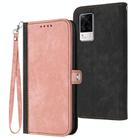 For vivo S9e Side Buckle Double Fold Hand Strap Leather Phone Case(Pink) - 1
