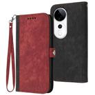 For vivo S19 Pro Side Buckle Double Fold Hand Strap Leather Phone Case(Red) - 1
