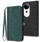 For vivo S19 Pro Side Buckle Double Fold Hand Strap Leather Phone Case(Dark Green) - 1