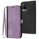 For vivo V21 4G / 5G / V21s Side Buckle Double Fold Hand Strap Leather Phone Case(Purple) - 1