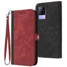 For vivo V21e 4G / Y73 2021 Side Buckle Double Fold Hand Strap Leather Phone Case(Red) - 1