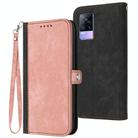 For vivo V21e 4G / Y73 2021 Side Buckle Double Fold Hand Strap Leather Phone Case(Pink) - 1