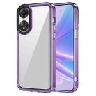 For OPPO A58 5G Global/A78 Global Transparent Acrylic + TPU Shockproof Phone Case(Transparent Purple) - 1